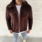 Modi Erkek Pelüş Polar Hırka Gömlek – Yakalı, Ilik Düğmeli, Göğüs Cepli, Yumuşak Dokulu Kışlık Regular Fit Rahat Günlük - 01-Kahverengi - 2XL