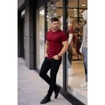 Modi Green Erkek Bordo Bisiklet Yaka Slim Fit Dar Kesim Likralı Günlük Basic Body Tişört