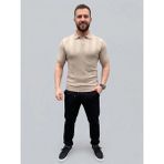 Modi Green Erkek Günlük Stil Bej Yazlık Triko Dokuma Kısa Kol Polo Yaka Tişört - 2XL