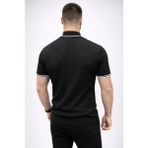 Modi Green Erkek Günlük Stil Siyah Fitilli Triko Dokuma Kısa Kol Yarım Boğaz Modern Yazlık Tişört - 2XL