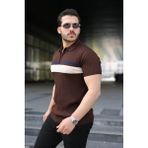 Modi Green Erkek Örgü Desenli Renkli Kısa Kollu Triko Tişört - Acı Kahve - 2XL