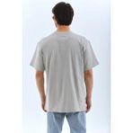 Modi Green Unisex Salaş Stil Taş Işlemeli Melanj Grisi Oversize Bisiklet Yaka Tişört - XL