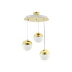 Modi Lighting 3’lü Küre Yuvarlak Gold Sarkıt Avize - Renkli