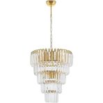 Modi Lighting 5 Katli Kristalli Sarkıt Avize Selale Gold 40CM - Renkli