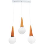 Modi Lighting Üçlü Beyaz Ahşap Krom Avize MOD-AV-4431-3BBY - Renkli