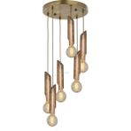 Modi Lighting Yan Kesitli Altılı Eskitme Ahşap Avize MOD-AV-4468-6ES