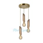 Modi Lighting Yan Kesitli Üçlü Eskitme Ahşap Avize MOD-AV-4468-3ES