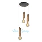 Modi Lighting Yan Kesitli Üçlü Siyah Ahşap Avize MOD-AV-4468-3BSY - Eskitme