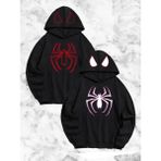 Modi Sevgili Çift Kombini Örümcek Baskılı Kapüşonlu Sweatshirt Hoodie - Siyah - 0 Siyah - XL