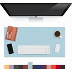 Modica Lindos - Deri Mat, Masa Pedi, Büyük Mouse Pad, Ofis Için Mat, Su Geçirmez Mat, Ofis ve Ev Için Deri Pedi, Gaming Masa Matı, Masaüstü Için Masa - Buz Mavi