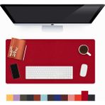 Modica Lindos - Deri Mat, Masa Pedi, Büyük Mouse Pad, Ofis Için Mat, Su Geçirmez Mat, Ofis ve Ev Için Deri Pedi, Gaming Masa Matı, Masaüstü Için Masa - Kırmızı