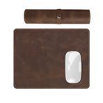 Modica® Navada - Gaming Oyuncu Gamer Hakiki Deri Mouse Pad, Deri Fare Altlığı, Hakiki Deri Ped, Dayanıklı Kaymaz Taban, Ofis Tipi Mouse Ped (Kahverengi)