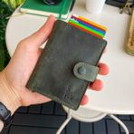 Modica Orlando - Hakiki Deri Rfid Korumalı Mekanizmalı Yeşil Erkek Akıllı Kartlık Cüzdan - Koyu Yeşil