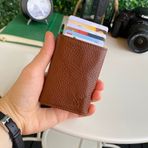 Modica® Papola - Hakiki Deri RFID Korumalı Otomatik Mekanizmalı Erkek Kartlık & Cüzdan (Taba)