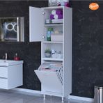 Modilayn 45 x 160 cm Sepetli Kirli Çamaşır Dolabı Banyo Dolabı Raflı Mutfak Dolabı Çok Amaçlı Dolap