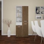 modilayn 55x160 cm 3 Kapaklı Tek Çekmeceli Raflı Banyo Dolabı Çok Amaçlı Dolap - Beyaz - Ceviz