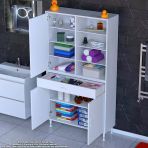 Modilayn Afra 100X173x32,5 Cm 1 Çekmece 3 Kapak 7 Raf 10 Bölme Çok Amaçlı Banyo & Mutfak Dolabı
