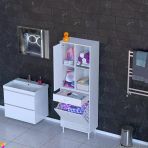 Modilayn Afra 60X173x32,5Cm 1 Çekmece, 1 Göz Sepet, 1 Kapak, 4 Raf Dar Alan Banyo Dolabı