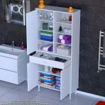 Modilayn Afra 80X173x32,5 Cm 1 Çekmece 3 Kapak 7 Raf 10 Bölme Çok Amaçlı Banyo & Mutfak Dolabı