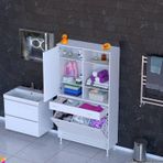 Modilayn Afra 90X173x32,5Cm 1 Çekmece, 3 Göz Sepet, 1 Kapak, 6 Raf Dar Alan Banyo Dolabı