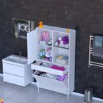 Modilayn Afra 95X173x32,5Cm 1 Çekmece, 3 Göz Sepet, 1 Kapak, 4 Raf Dar Alan Banyo Dolabı