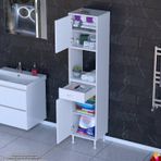 Modilayn Arda Banyo Dolabı 40X173x32,5Cm 1 Çekmece 2 Kapak Ve 5 Raflı İhtiyaca Uygun Kolay Kurulum