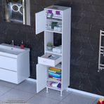 Modilayn Arda Banyo Dolabı 40X173x32,5Cm 1 Çekmece 2 Kapak Ve 6 Raflı İhtiyaca Uygun Kolay Kurulum