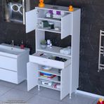 Modilayn Arda Banyo Dolabı 65X173x32,5Cm 1 Çekmece 4 Kapak Ve 7 Raflı İhtiyaca Uygun Kolay Kurulum