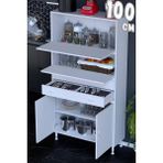 modilayn Asya Çok Amaçlı Mutfak Dolabı: Çekmeceli, Kapaklı, Ekmeklik, Kiler ve Kahve Köşesi (100CM) - Beyaz - 100 cm
