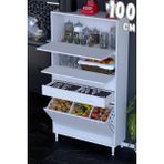 modilayn Asya Çok Amaçlı Mutfak Dolabı: Çekmeceli, Sepetli, Kapaklı Ekmeklik, Kiler ve Kahve Köşesi (100CM) - Beyaz - 100 cm