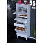 modilayn Asya Çok Amaçlı Mutfak Dolabı: Çekmeceli, Sepetli, Kapaklı Ekmeklik, Kiler ve Kahve Köşesi (55CM) - Beyaz - 55 cm