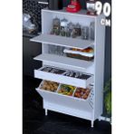 modilayn Asya Çok Amaçlı Mutfak Dolabı: Çekmeceli, Sepetli, Kapaklı Ekmeklik, Kiler ve Kahve Köşesi (90CM) - Beyaz - 90 cm