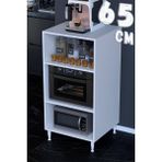 modilayn Çilek 80X119,2X48 cm Mikrodalga ve Midi Fırın Standı - 3 Bölmeli Çok Amaçlı Mutfak Rafı - Beyaz - 65 x 119,2 x 48