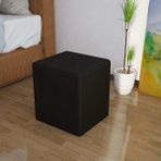 modilayn Doğa Kare Puf Tay Tüyü Kumaş, Sağlam Ahşap Iskeletli -Siyah- - 33 x 40 x 33