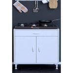 modilayn Doqu Ocak Altı Çok Amaçlı Mutfak Dolabı, 1 Çekmeceli, Kapaklı, Tüp Gözlü (48 Cm) Derinlik (5 Farklı Genişlik Seçeneği) - Beyaz - 75 cm