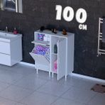 modilayn Mira 3 Raflı 1 Sepetli Çok Amaçlı Banyo & Çamaşır Dolabı 14 Farklı Genişlik - Beyaz - 100 CM