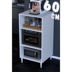 modilayn Silva 60X119,2X56 cm Mikrodalga ve Midi Fırın Standı - 3 Bölmeli Çok Amaçlı Mutfak Rafı - Beyaz - 60 x 119,2 x 56 CM