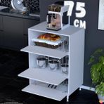modilayn Silva 75X119,2X48 cm Kapaklı Mikrodalga ve Midi Fırın Standı - 3 Bölmeli Çok Amaçlı Dolap - Beyaz - 75cm