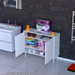 Modilayn Söke 100X75x32,5 Cm Küçük Alanlar İçin Akıllı Çözümler 2 Kapak 3 Raf Dolap
