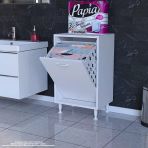 Modilayn Söke 45 X 75 X 32,5 Cm 1 Göz Sepetli Kirli Çamaşır Banyo Dolabı Pratik Çok Foksiyonlu Düzenleyici Dolap