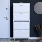 Modilayn UMAY' 2 Li Antre Hol 72 x 168 x 25, 5 cm’ lik 4 Düşer Kapak 8 Göz Bölmeli Ayakkabılık - Beyaz
