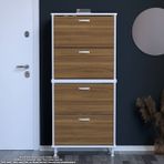 Modilayn UMAY' 2 Li Antre Hol 72x 168 x 26 cm’ lik 4 Düşer Kapak 8 Göz Bölmeli Ayakkabılık - Ceviz - Beyaz