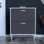 Modilayn Umay Antre Hol 72X 90X 26 Cm’ Lik 2 Düşer Kapak 4 Göz Bölmeli Ayakkabılık - Antrasit - Beyaz
