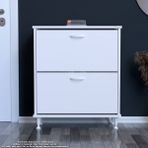 Modilayn UMAY Antre Hol 72x90x26 cm’ lik 2 Düşer Kapak 4 Göz Bölmeli Ayakkabılık - Beyaz