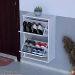 Modilayn UMAY Asma Kapı Önü 52x 78 x26 cm’ lik 2 Düşer Kapak 4 Göz Bölmeli Ayakkabılık - Ceviz - Beyaz