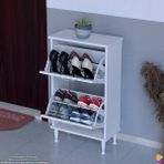 Modilayn UMAY AYAKLI Kapı Önü 52 x 90 x 26 cm’ lik 2 Düşer Kapak 4 Göz Bölmeli Ayakkabılık - Beyaz