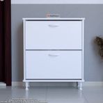Modilayn Umay Kapı Önü 52 X 86 X 25,5 Cm’lik 2 Düşer Kapak 4 Göz Bölmeli Ayakkabılık - Beyaz
