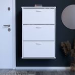Modilayn Varbi Asma Antre 72 x 107 x 25, 5 Cm’ Lik 3 Düşer Kapak 6 Göz Raf Bölmeli Ayakkabılık - Beyaz