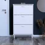 Modilayn VARBİ Kapı Önü 72x127 x26 cm’ lik 3 Düşer Kapak 6 Göz Raf Bölmeli Ayakkabılık - Beyaz