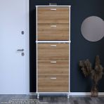 Modilayn VARBİ UMAY' 2 Li Antre Hol 72x205x26 cm’ lik 5 Düşer Kapak 10 Raflı Ayakkabılık - Meşe